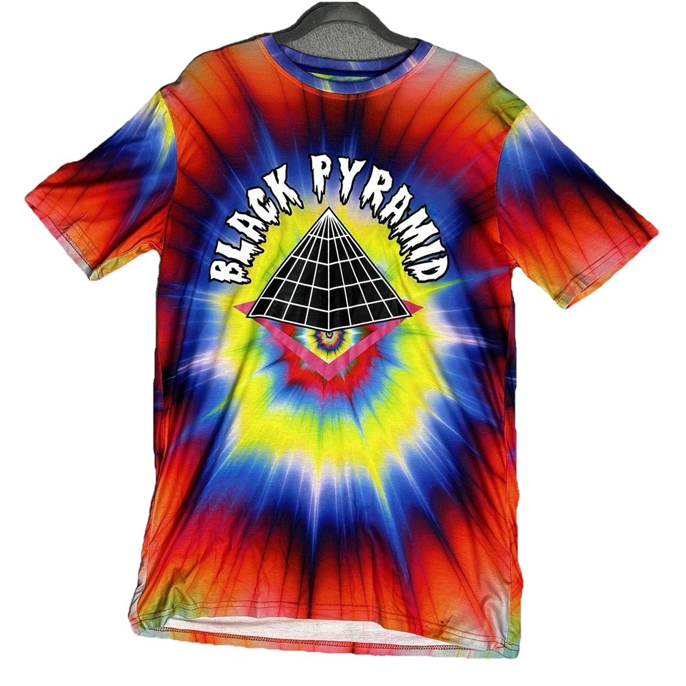 Black Pyramid T-Shirt‎ Mens Small Multi Tie Dye Streetwear Psych